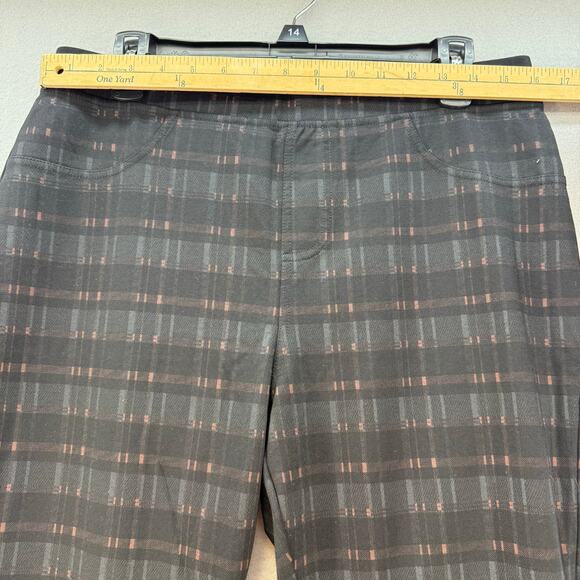 Garnet Hill Dress Leggings Women's Size L Plaid Black Gray Business Casual - Picture 8 of 12